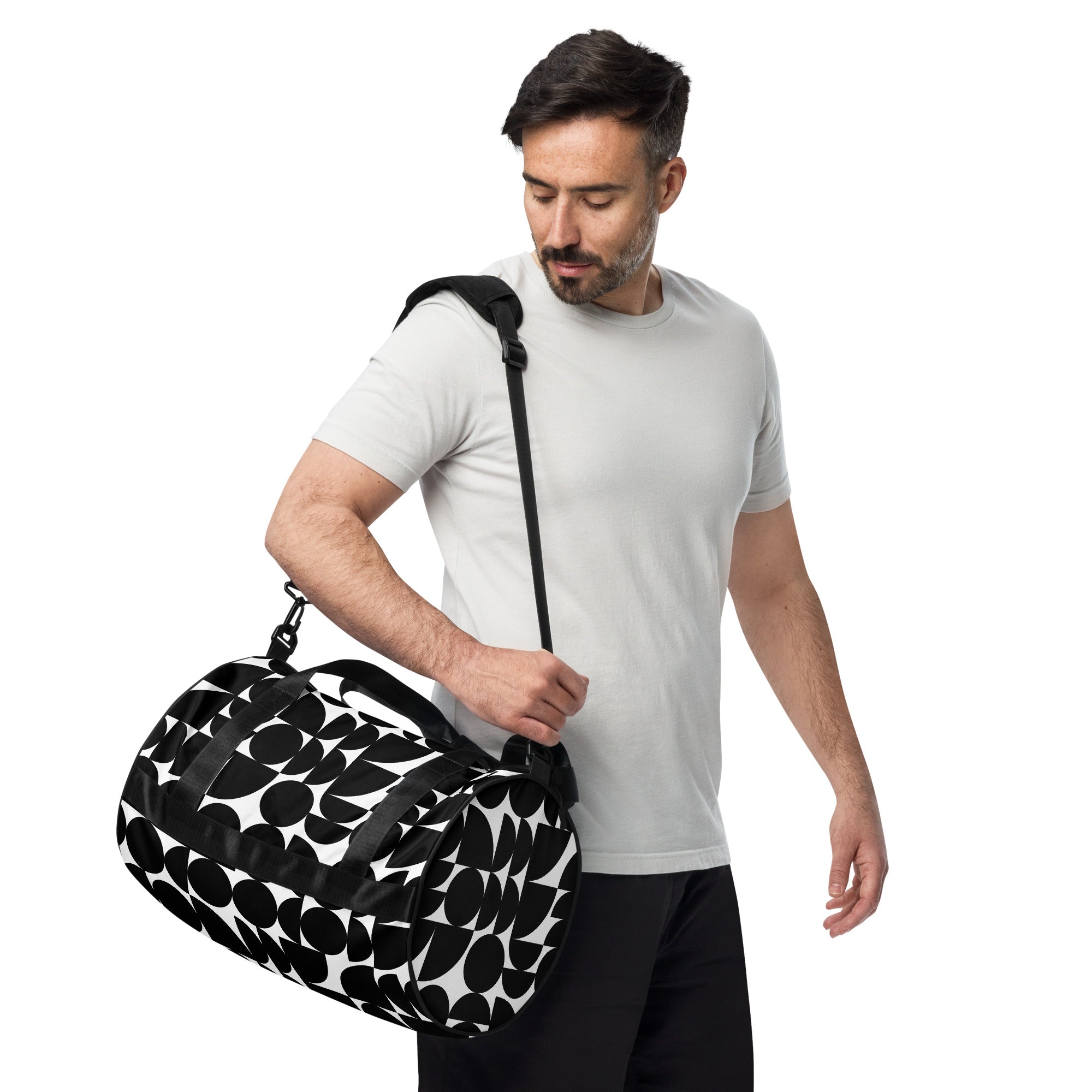 *Black & White Bounce* Design All-over Print Gym Bag