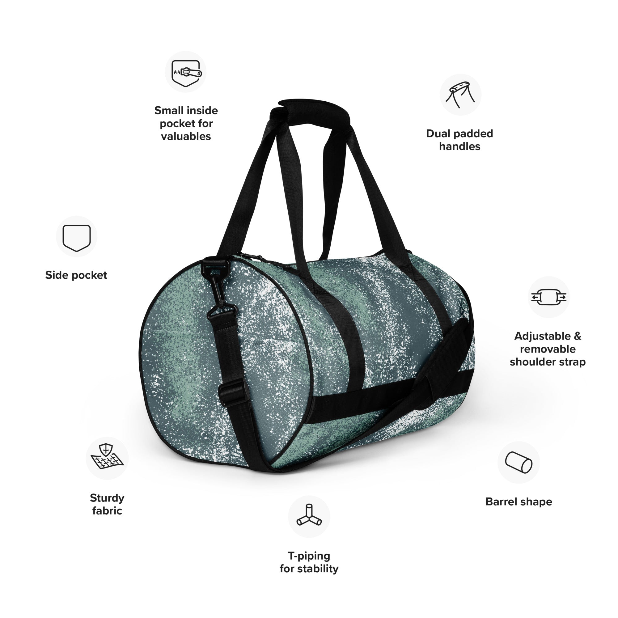 *Green Splash* Design All-over Print Gym Bag
