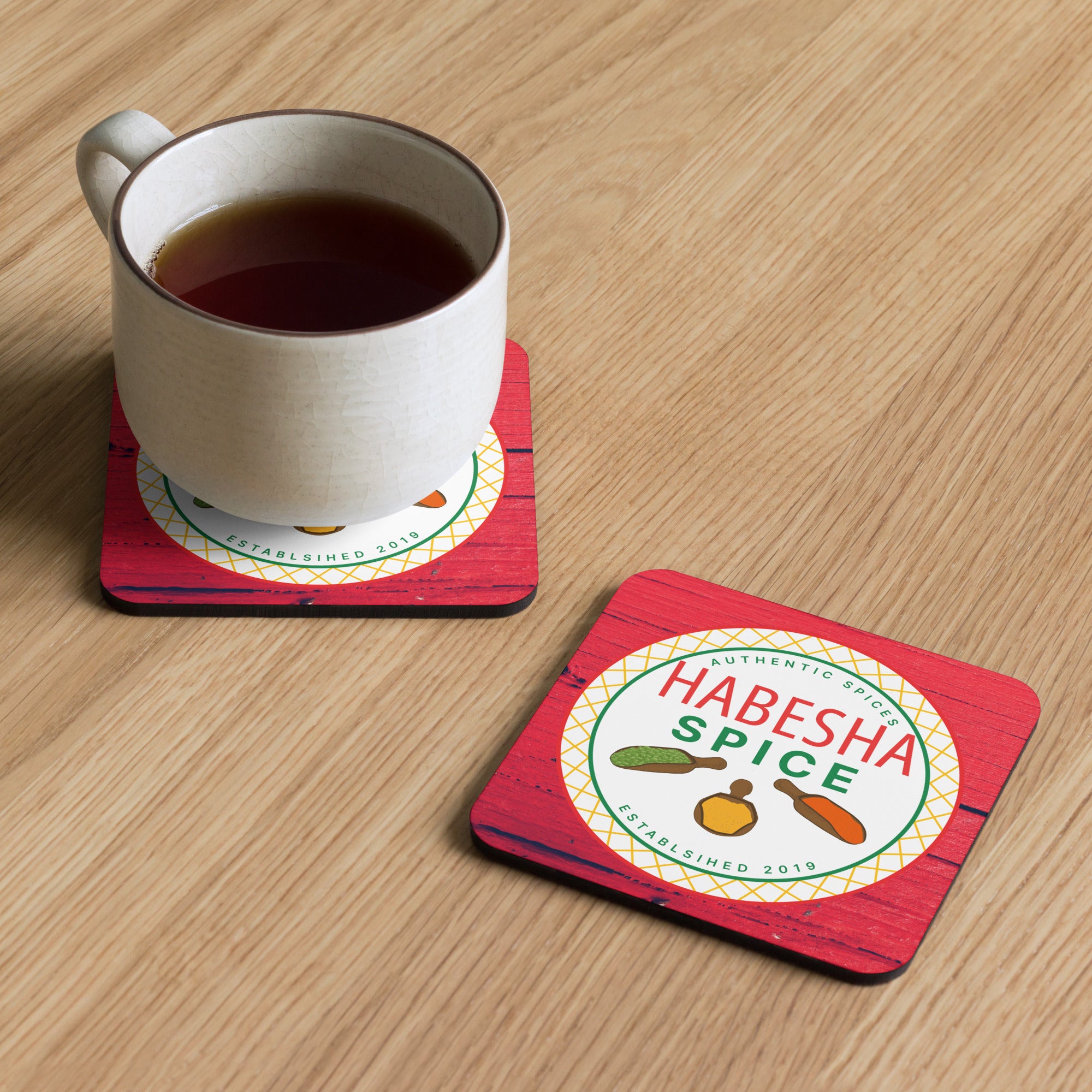 Habesha Spice Collection: Branded Cork-back coaster