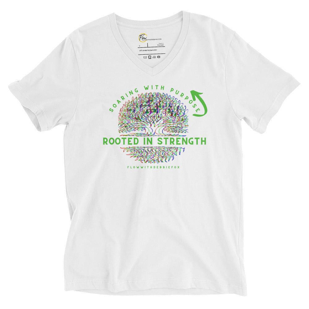 *Rooted In Strength* Design, Unisex Short-Sleeve V-Neck T-Shirt