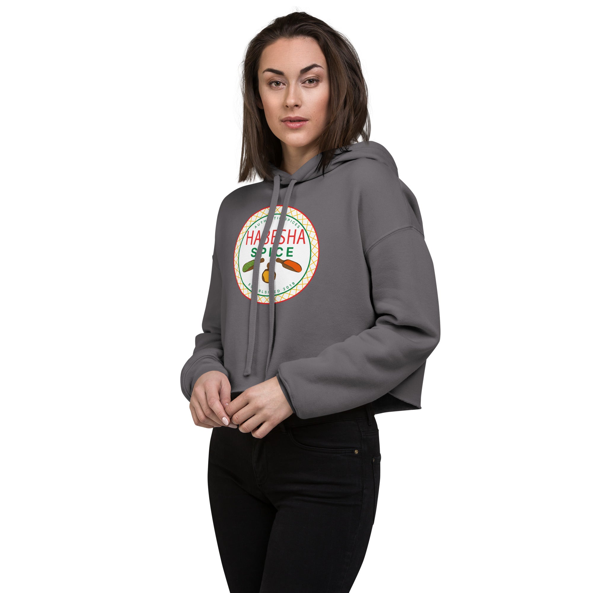 Habesha Spice Collection: Branded Print Ladies Sizes Crop Hoodie