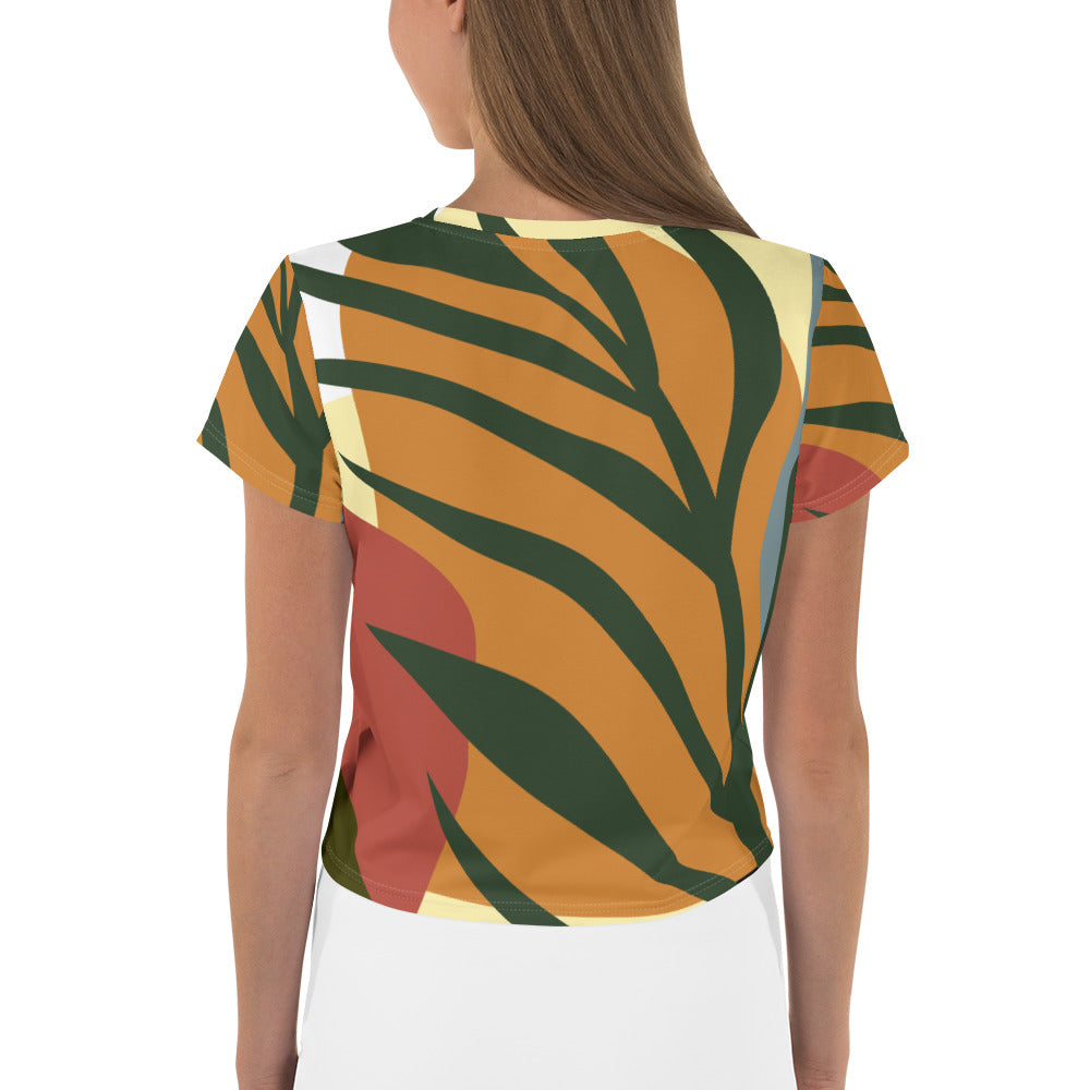 *Botanic* Design Ladies All-Over Print Crop Tee
