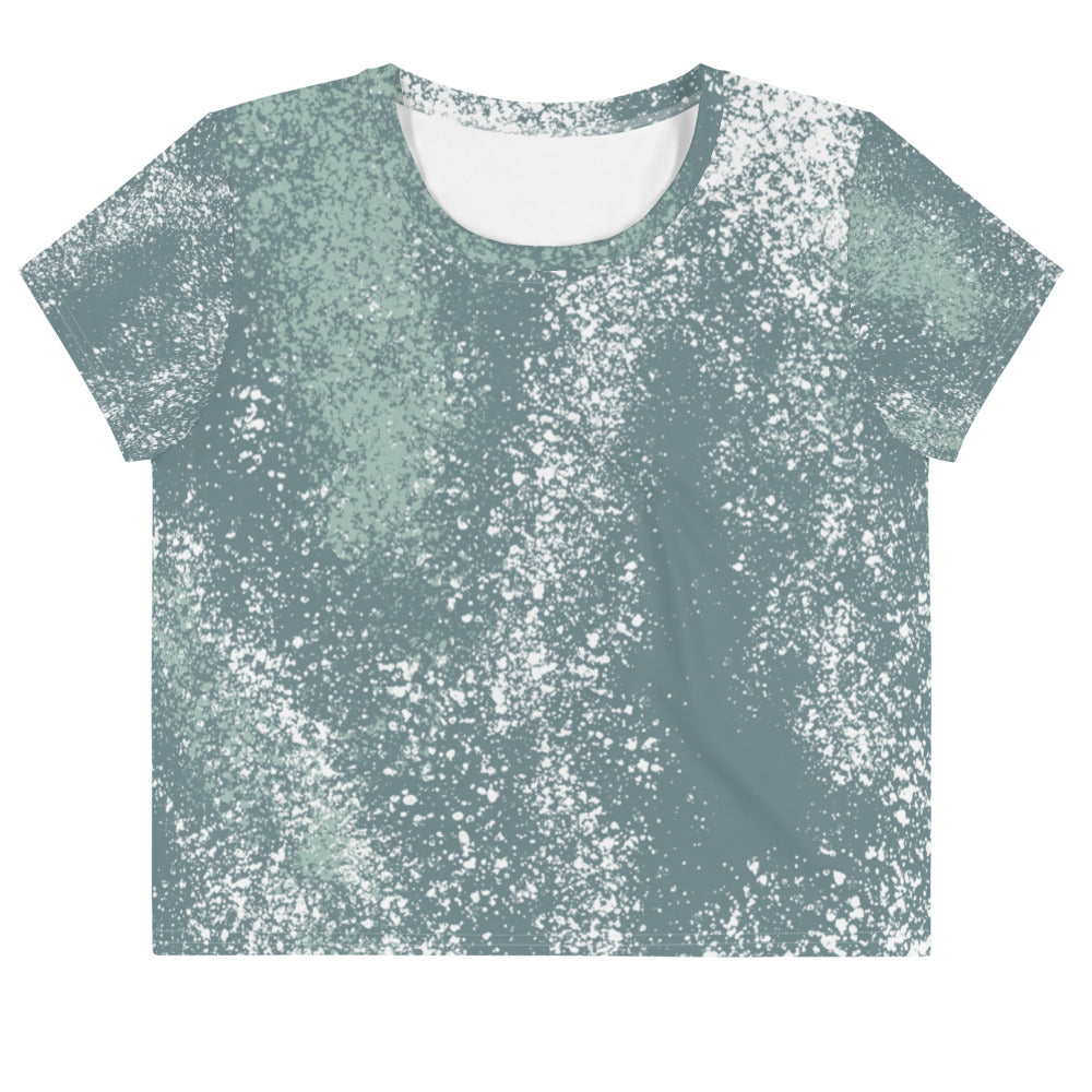Green Splash All-Over Print Crop Tee Ladies Sizes XS-3XL