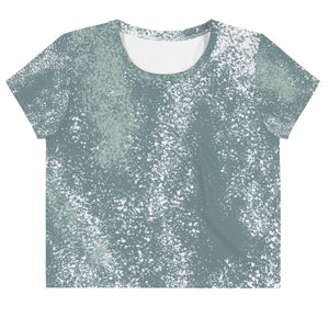Green Splash All-Over Print Crop Tee Ladies Sizes XS-3XL