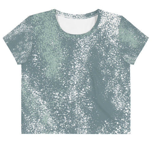 Green Splash All-Over Print Crop Tee Ladies Sizes XS-3XL