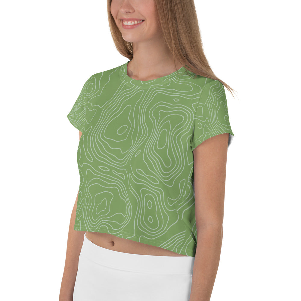 *Green Swirl* Design Ladies Crop Tee