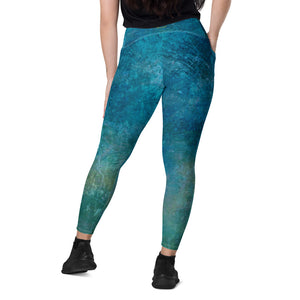 *Seabreeze* Design Crossover Leggings with Pockets, Ladies Sizes 2XS-6XL