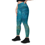 *Seabreeze* Design Crossover Leggings with Pockets, Ladies Sizes 2XS-6XL