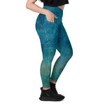 *Seabreeze* Design Crossover Leggings with Pockets, Ladies Sizes 2XS-6XL