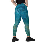 *Seabreeze* Design Crossover Leggings with Pockets, Ladies Sizes 2XS-6XL