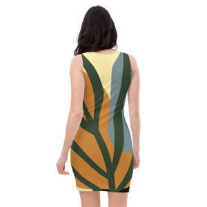 Ladies Fitted Dress *Botanic* Design, Multi-Color