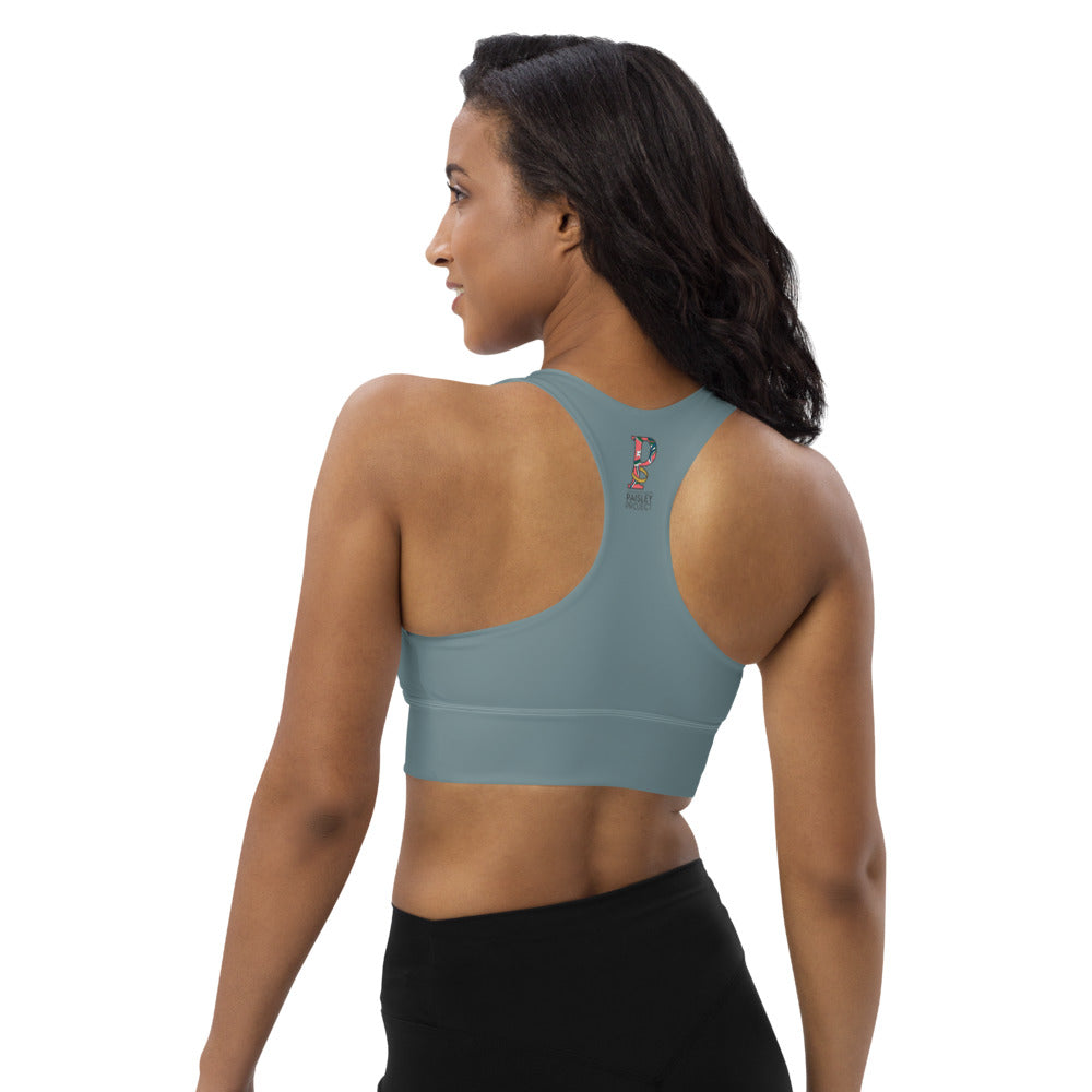 *Paisley Project Branded Collection* Teal Longline Sports Bra Ladies Sizes XS-3XL