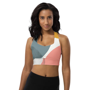 *Paisley Project Branded Collection* Abstract Design Longline Sports Bra Ladies Sizes XS-3XL