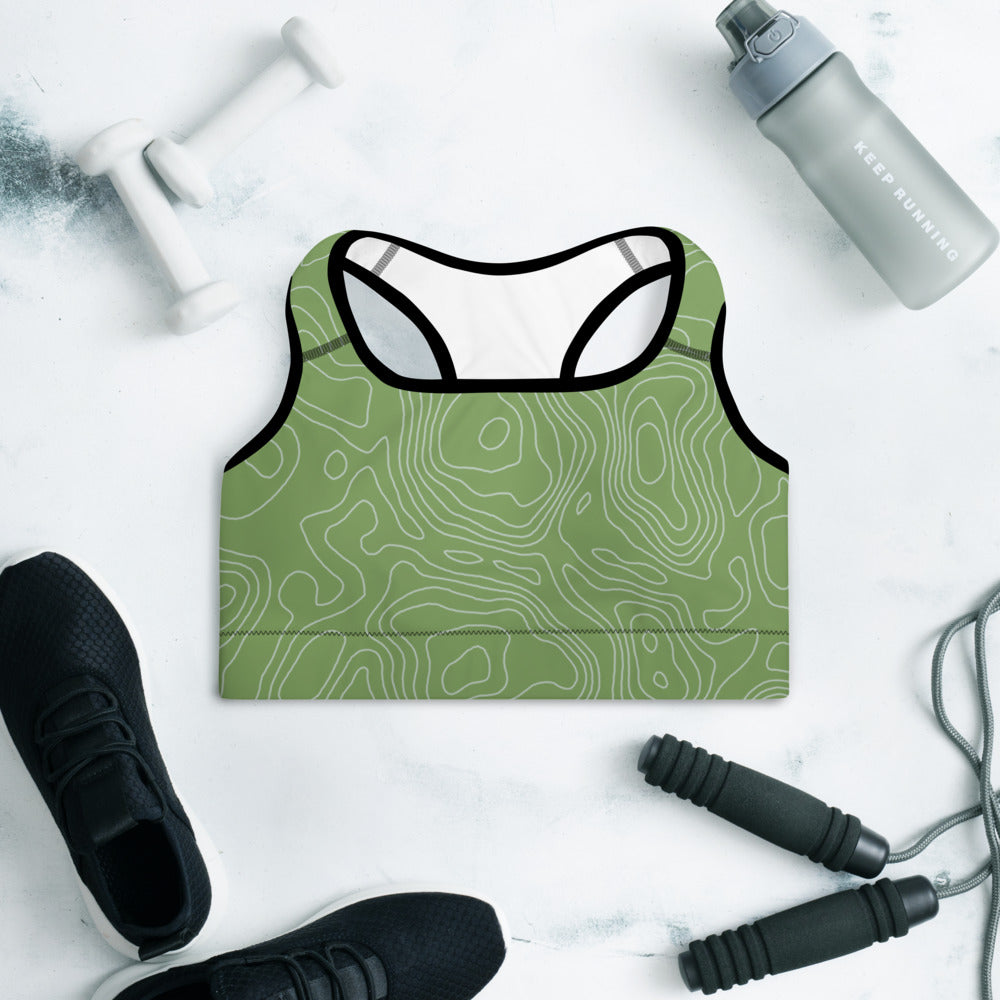 *Green Swirl* Padded Sports Bra Ladies Sizes XS-2XL