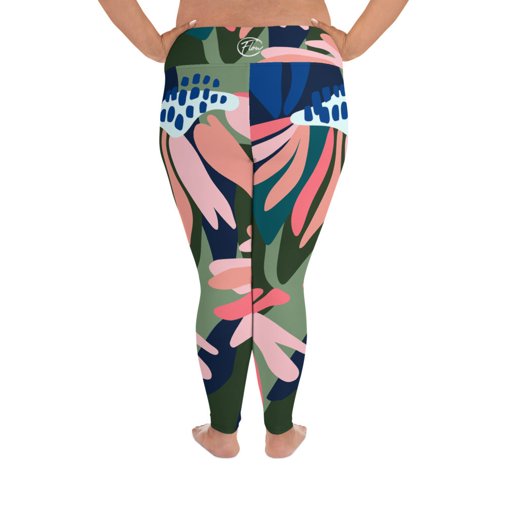 *Floral Abstract* Plus Size Leggings Sizes 2XL-6XL