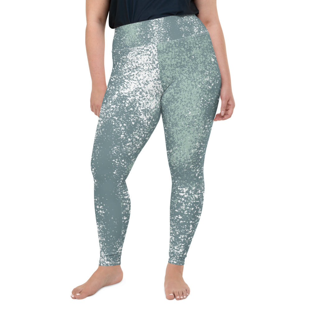 *Green Splash* Design Yoga Leggings Ladies Plus Sizes 2XL-6XL