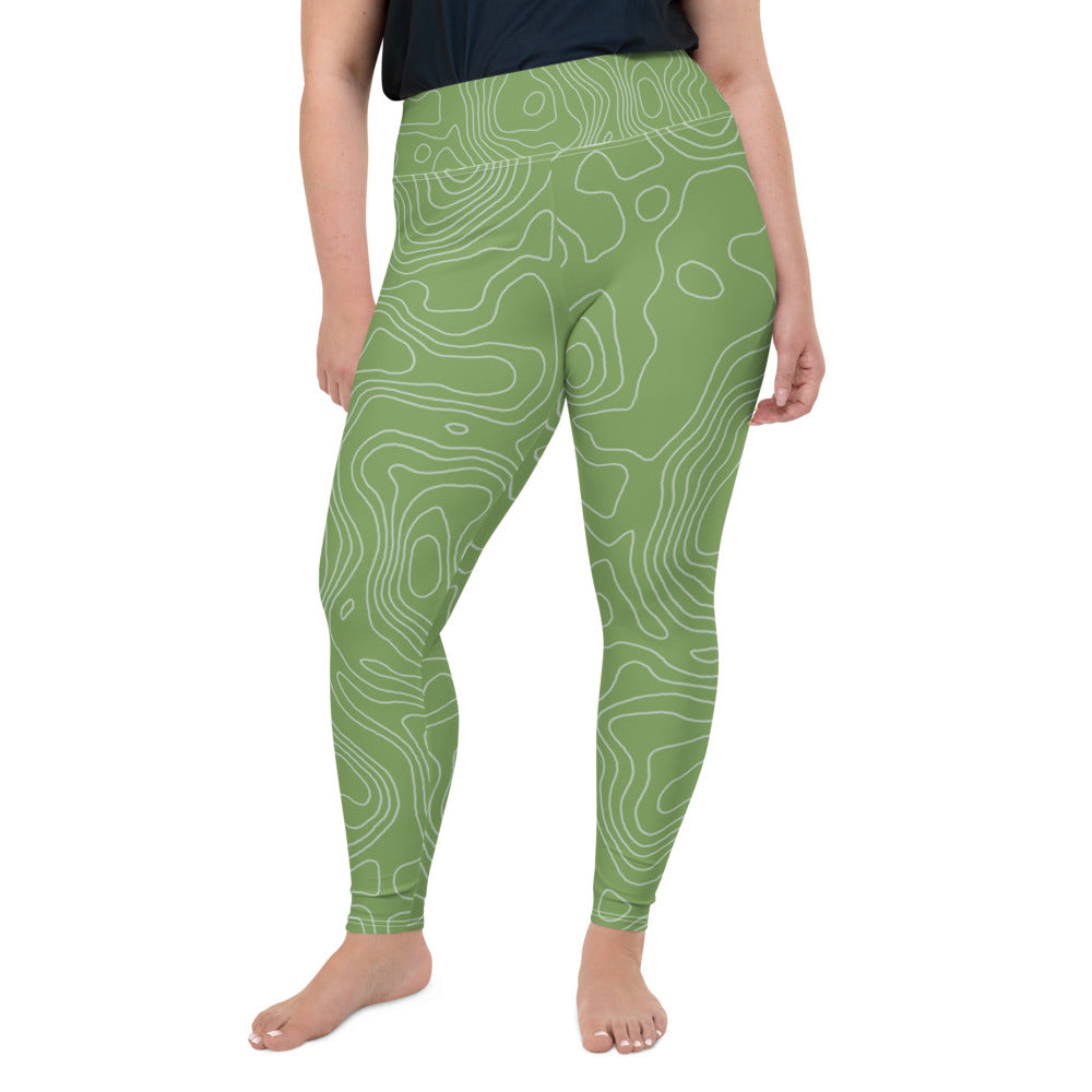 *Green Swirl* Design Ankle-Length Yoga Leggings Ladies Sizes 2X-6XL