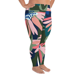 *Floral Abstract* Plus Size Leggings Sizes 2XL-6XL