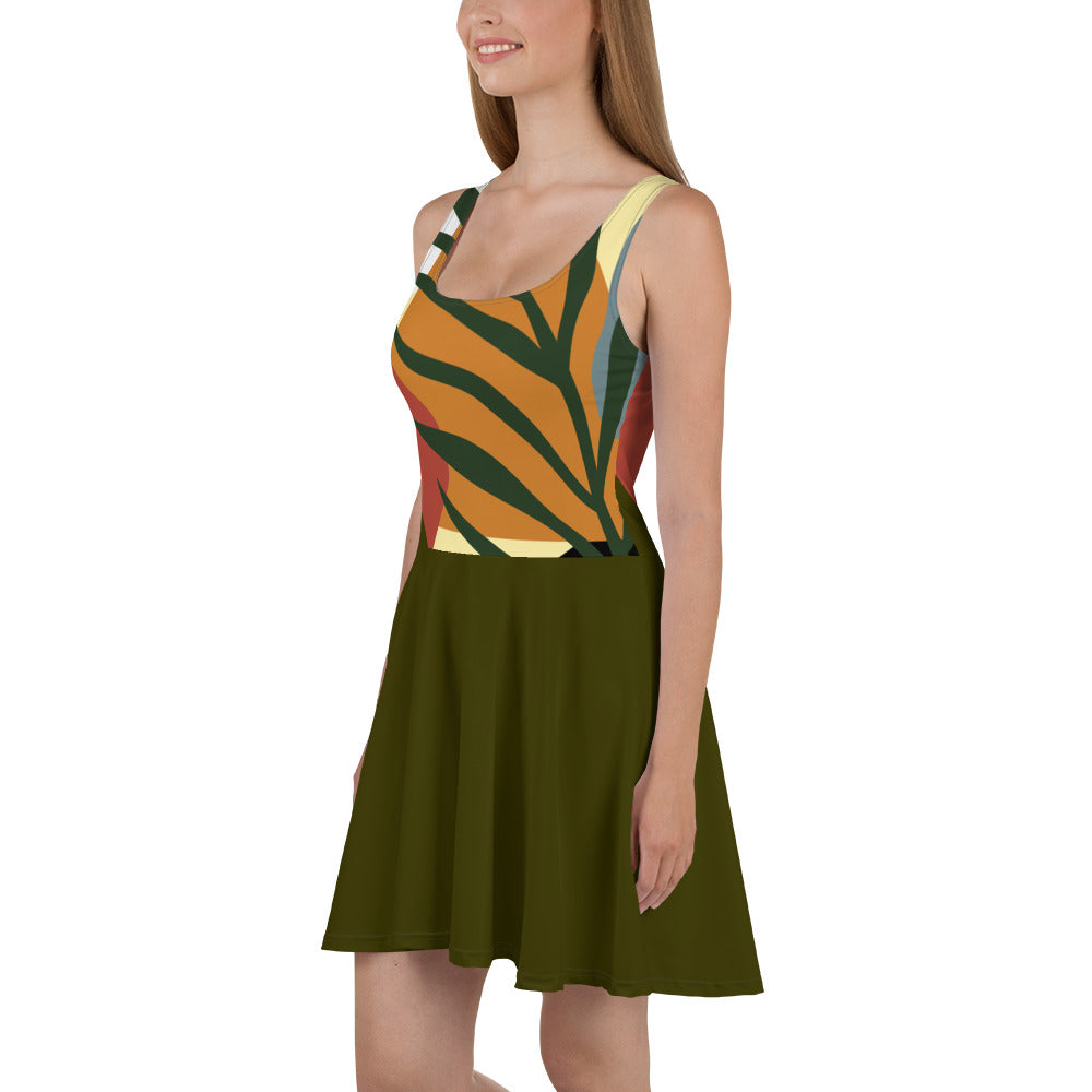 Ladies Flowy Dress *Botanic* Design, Karaka Green
