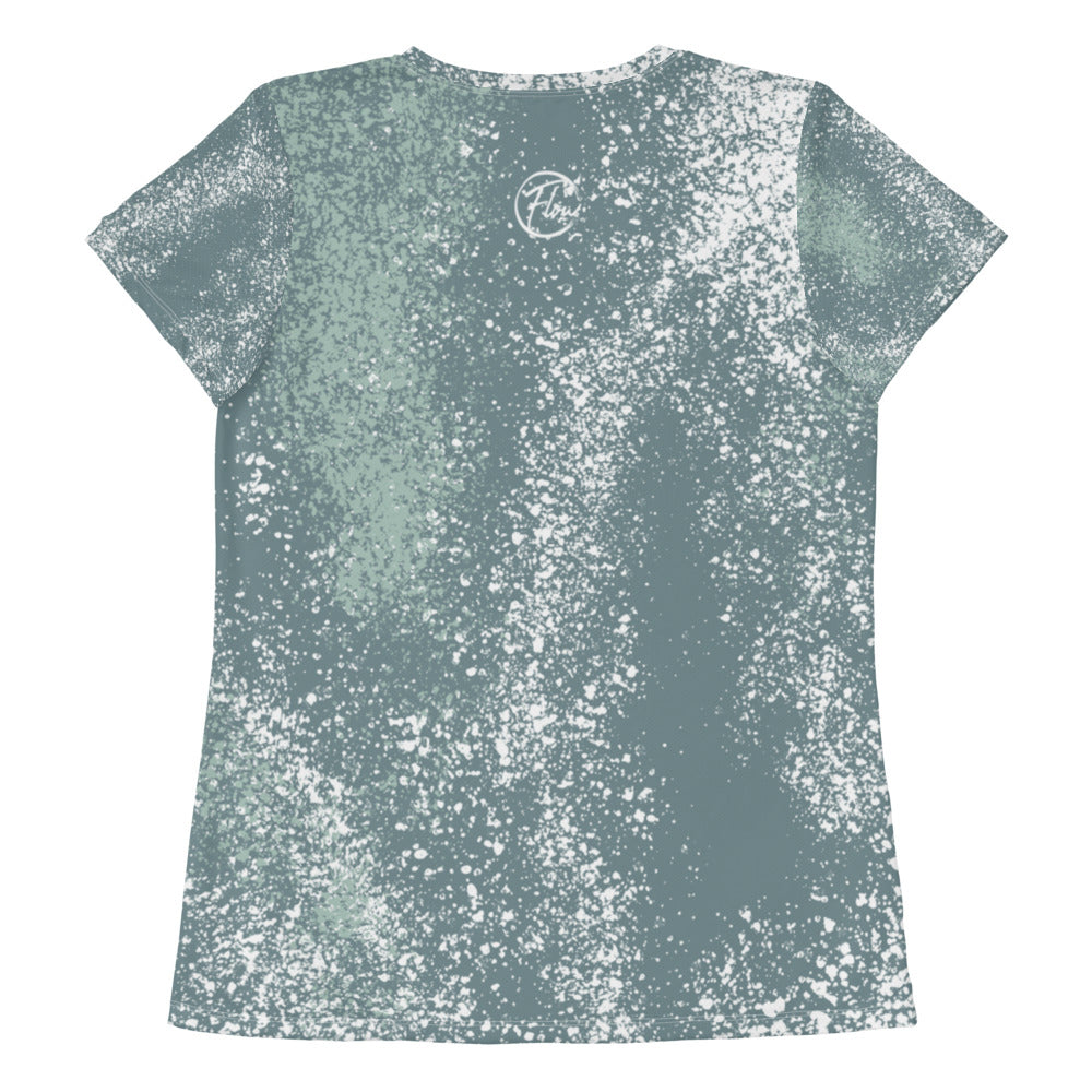 Green Splash All-Over Print Ladies Athletic T-shirt Sizes XS-3XL
