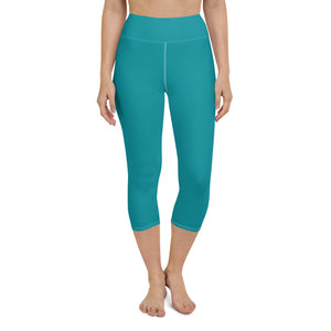 *Solid Teal* Yoga Capri-Length Leggings Ladies Sizes XS-XL