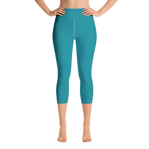 *Solid Teal* Yoga Capri-Length Leggings Ladies Sizes XS-XL