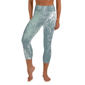 *Green Splash* Design, Ladies Yoga Capri Leggings Sizes XS-XL