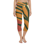 Multi-Colored *Botanic* Design Ladies Capri-Length Yoga Leggings