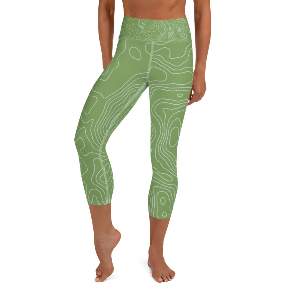 *Green Swirl* Design Capri-Length Yoga Leggings Ladies Sizes XS-XL