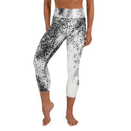 *Black Splash* Design Capri-Length Yoga Leggings Ladies Sizes XS-XL