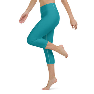 *Solid Teal* Yoga Capri-Length Leggings Ladies Sizes XS-XL