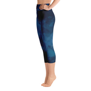 *Navy Marble* Design Capri-Length Yoga Leggings Ladies Sizes XS-XL