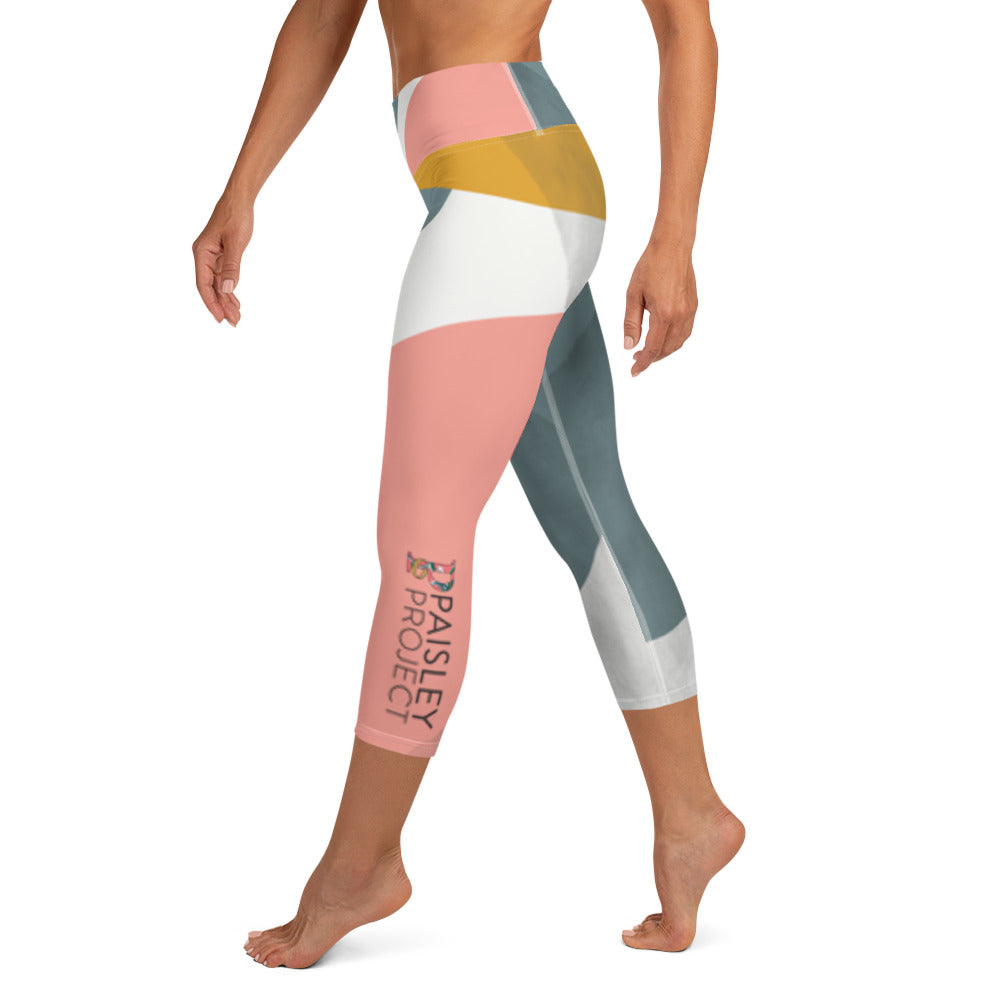 *Paisley Project Branded Collection* Abstract Design Capri-Length Yoga Leggings Ladies Sizes XS-XL