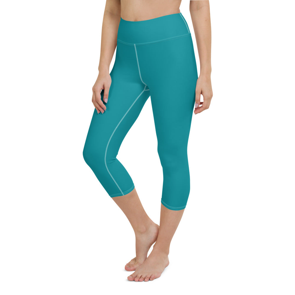 *Solid Teal* Yoga Capri-Length Leggings Ladies Sizes XS-XL