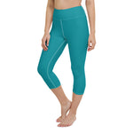 *Solid Teal* Yoga Capri-Length Leggings Ladies Sizes XS-XL