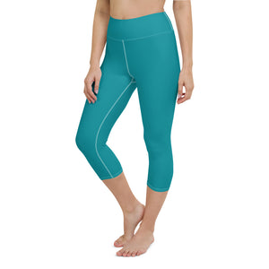 *Solid Teal* Yoga Capri-Length Leggings Ladies Sizes XS-XL