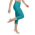 *Solid Teal* Yoga Capri-Length Leggings Ladies Sizes XS-XL