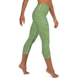 *Green Swirl* Design Capri-Length Yoga Leggings Ladies Sizes XS-XL