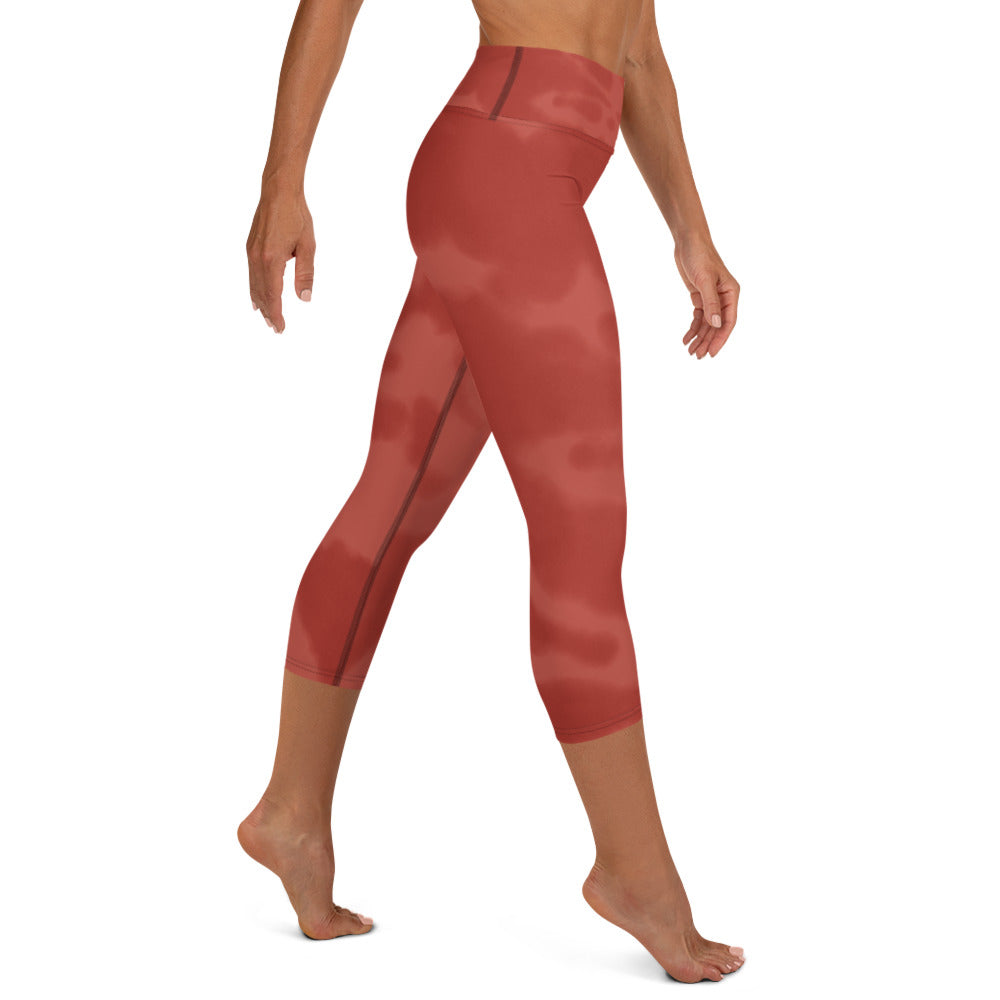 *Brick Burst* Design Yoga Capri Leggings Sizes XS-XL