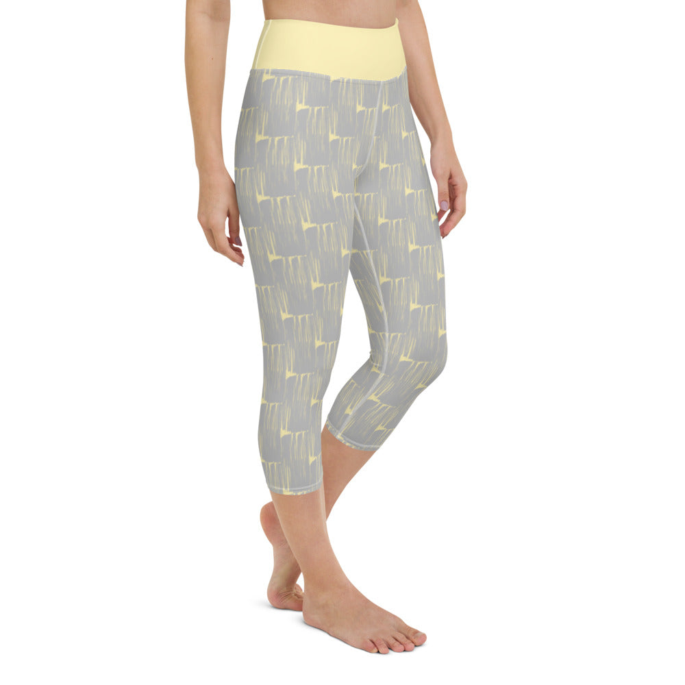 *Gray Brushstroke* Capri-Length Yoga Leggings