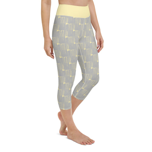 *Gray Brushstroke* Capri-Length Yoga Leggings