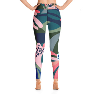 *Floral Abstract* Ankle-Length Yoga Leggings Ladies Sizes XS-XL
