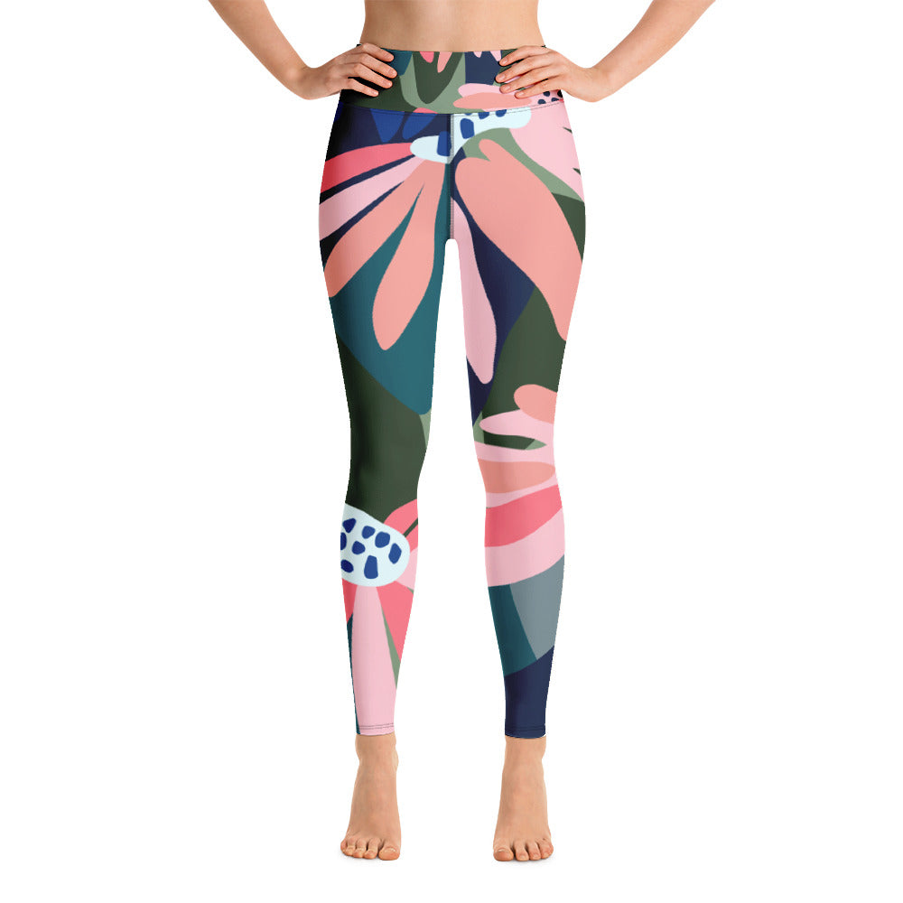 *Floral Abstract* Ankle-Length Yoga Leggings Ladies Sizes XS-XL