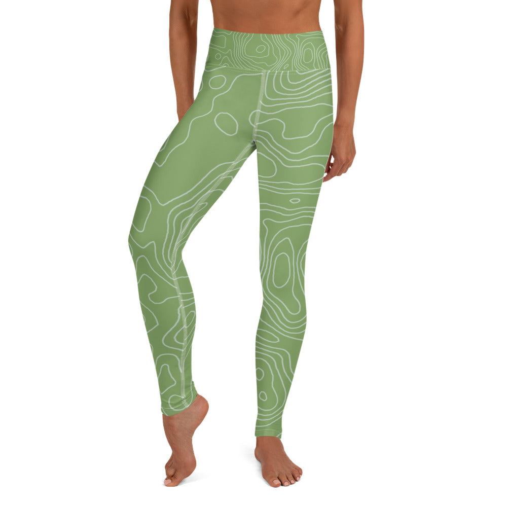 *Green Swirl* Design Ankle-Length Yoga Leggings Ladies Sizes XS-XL