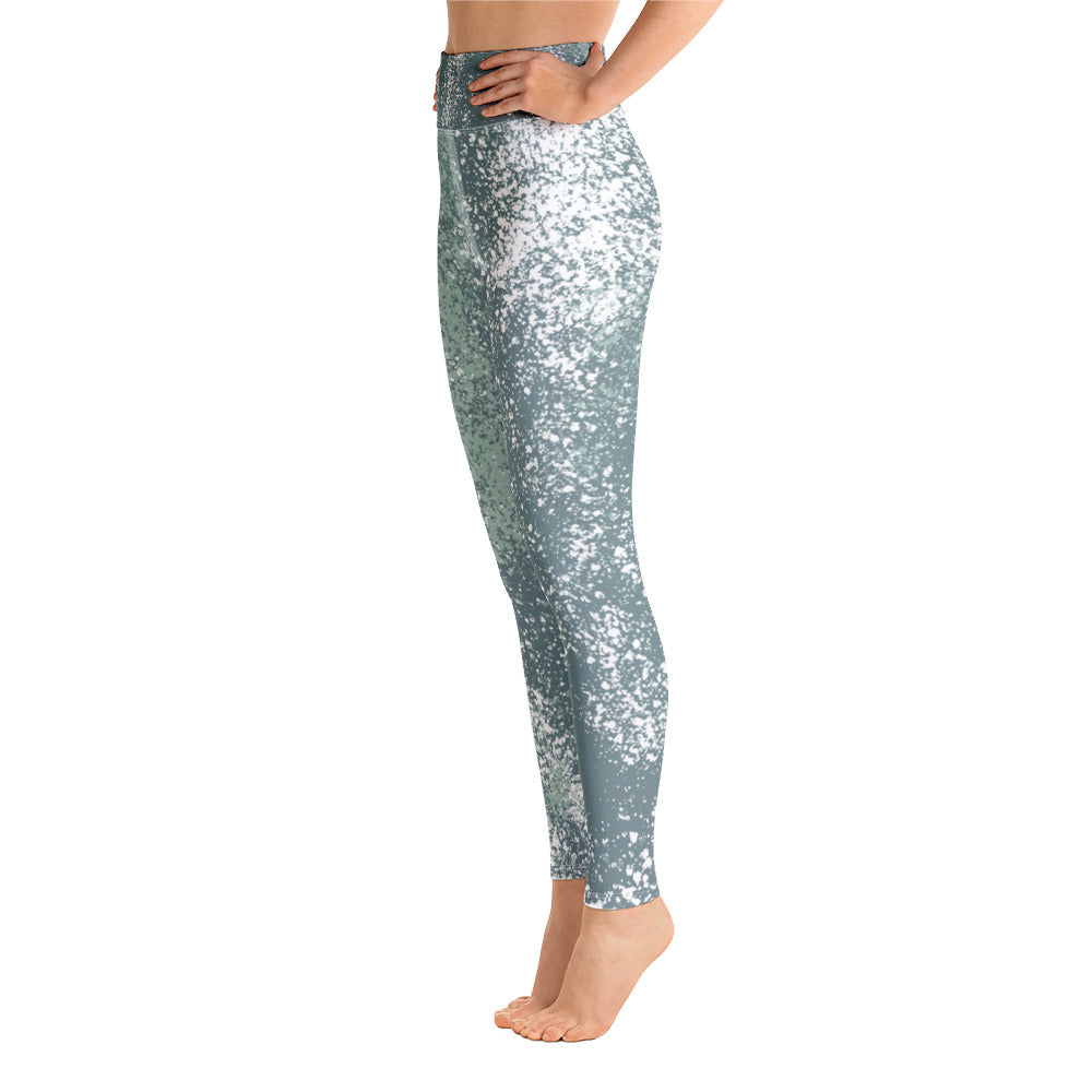 *Green Splash* Design, Ankle-Length Ladies Yoga Leggings Sizes XS-XL