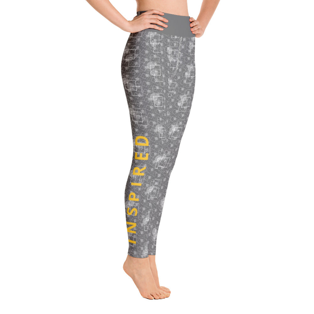 *Geo Gray Inspired* Design Ladies Ankle-Length Yoga Leggings