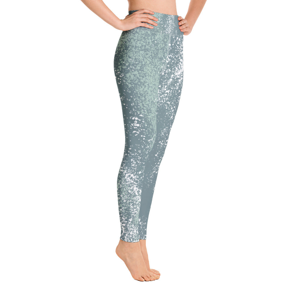 *Green Splash* Design, Ankle-Length Ladies Yoga Leggings Sizes XS-XL