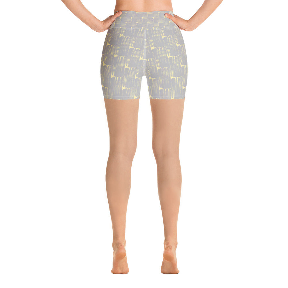 *Gray Brushstroke* Design Yoga Shorts Ladies Sizes XS-XL