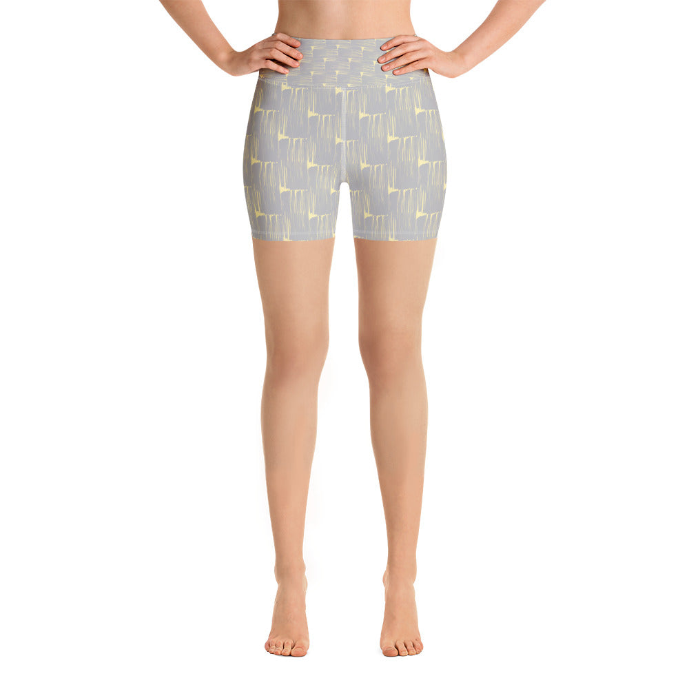 *Gray Brushstroke* Design Yoga Shorts Ladies Sizes XS-XL