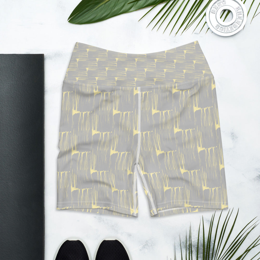 *Gray Brushstroke* Design Yoga Shorts Ladies Sizes XS-XL